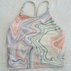 Old Navy Active PowerSoft Longline Sports Bra Swirl Pop Women’s Small